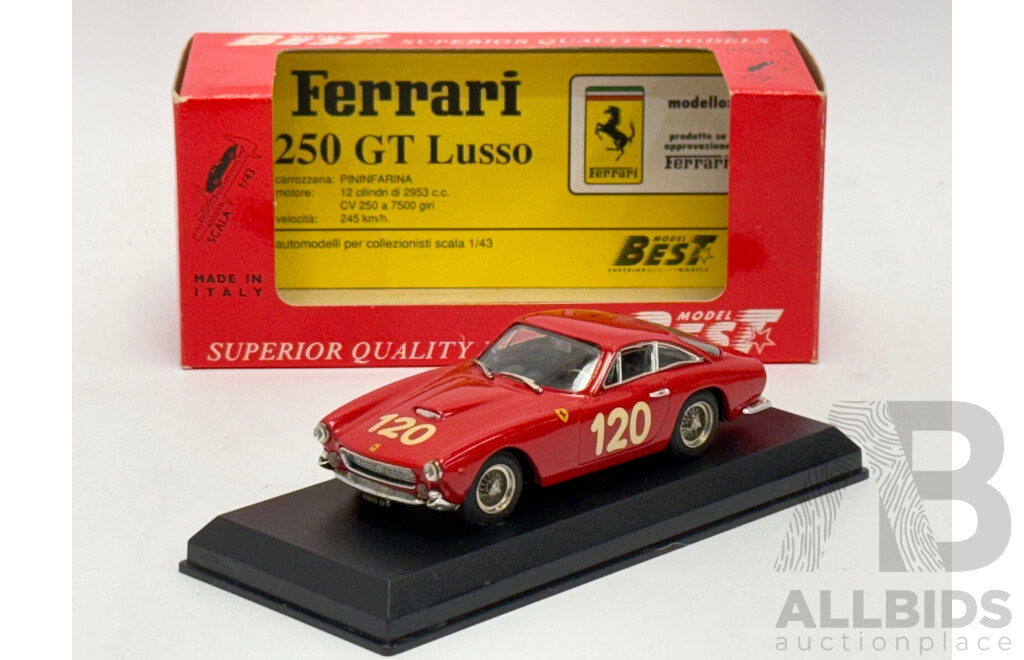 Best Models 1964 Ferrari 250 GT Lusso Targa Florio Taormina / Tocci Red 1:43 Scale Model Car