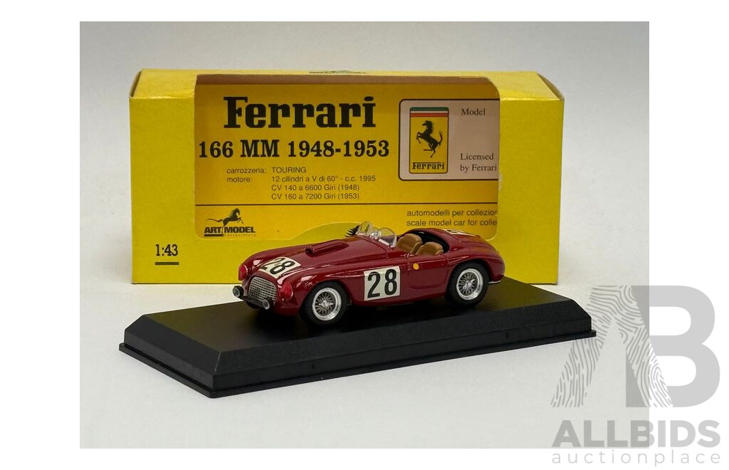 Art Model 1950 Ferrari 166 MM Spa LeMans Lord Selsdon-Lucas #28 Red 1:43 Scale Model Car