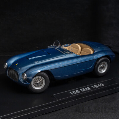 KK-Scale 1949 Ferrari 166 MM Barchetta Mille Miglia Blue Metallic 1:18 Scale Model Car - New