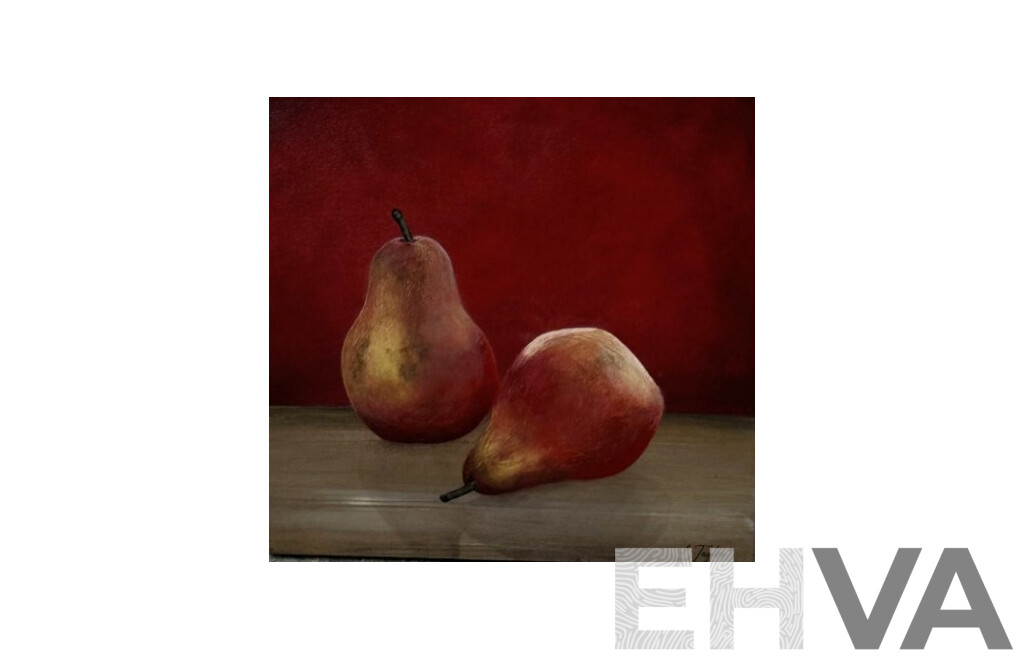 L.Taylor (20th Century), Pears, Oil on Canvas, 30 x 30 cm