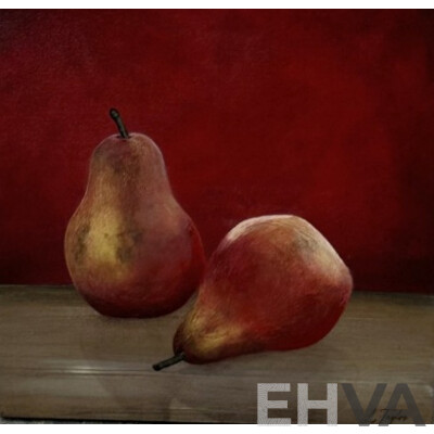 L.Taylor (20th Century), Pears, Oil on Canvas, 30 x 30 cm