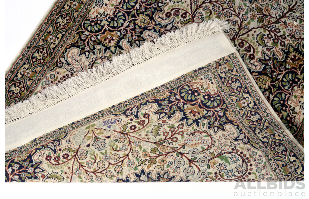 Hand Knotted Silk Sub Continental Persian Style Hallway Runner