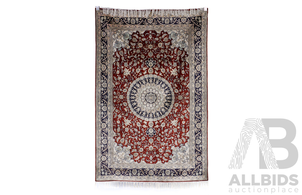 Hand Knotted Silk Sub Continental Persian Style Rug