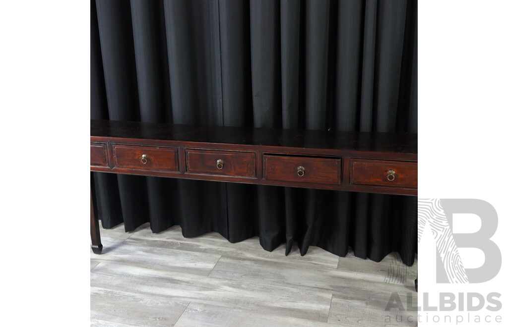 Chinese Five Drawer Elevated Hall Table