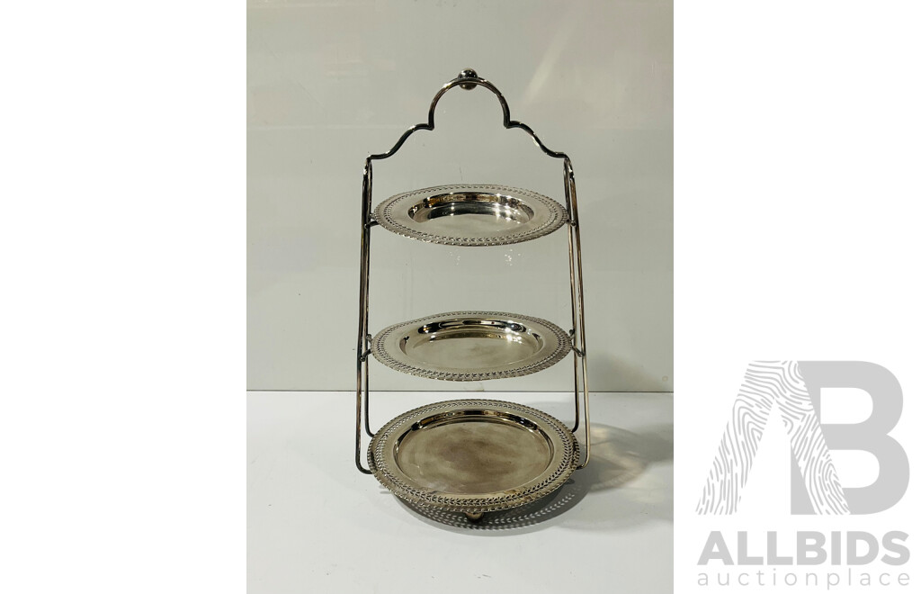 Vintage Three Tier Silver Plate Cake Stand