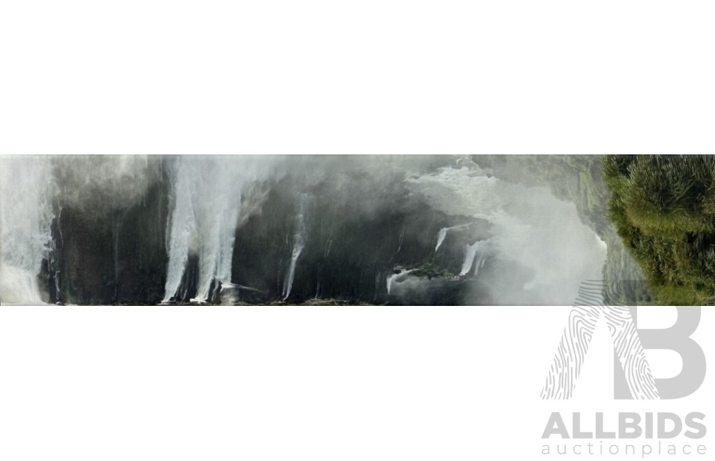 Artists Unknown, (20th Century), Waterfalls, Lovely Pair of Photograph Prints on Canvas, 19 x 88 cm (2)