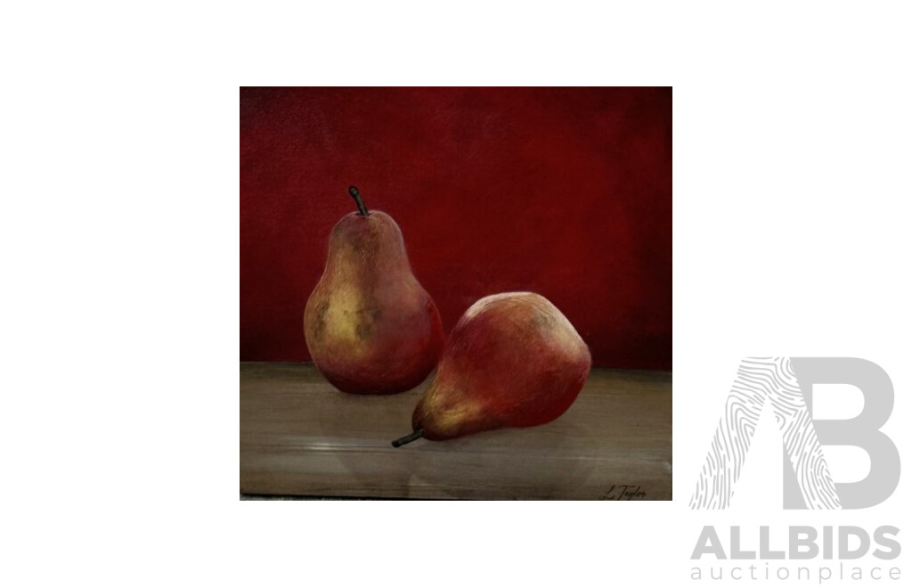 L.Taylor (20th Century), Pears, Oil on Canvas, 30 x 30 cm