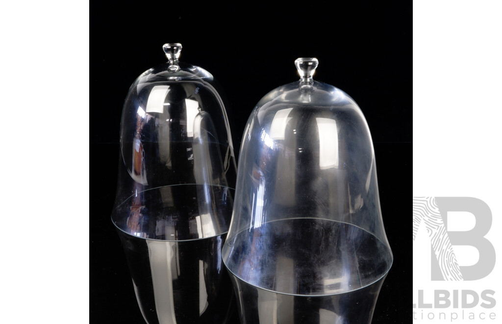 Pair Large Glass Cloches