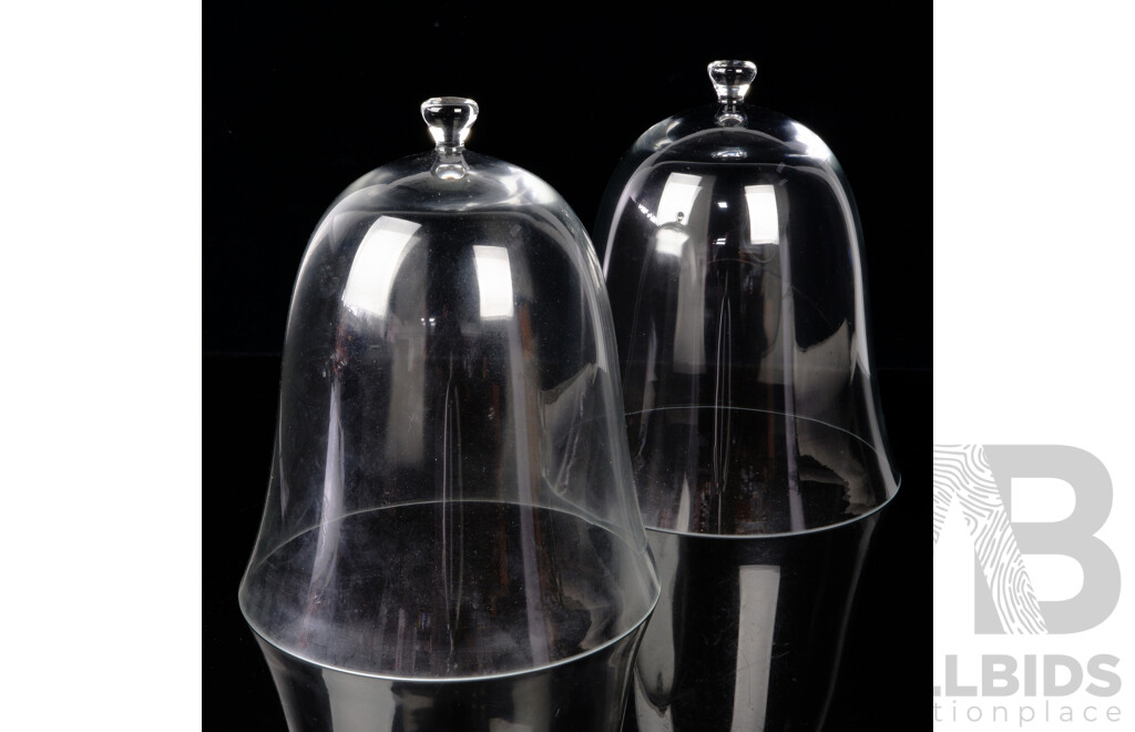 Pair Large Glass Cloches