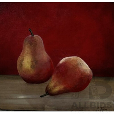 L.Taylor (20th Century), Pears, Oil on Canvas, 30 x 30 cm