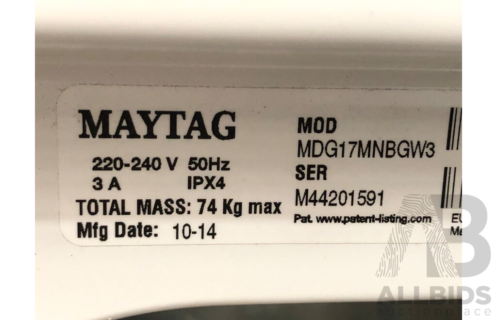 Maytag MDG17MNBGW 9kg Commercial Natural Gas Clothes Dryer