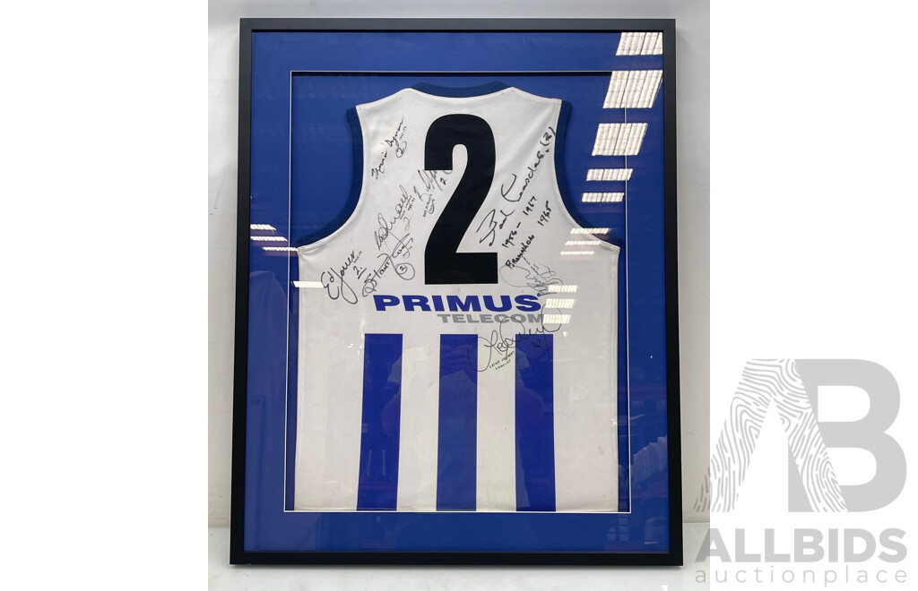 North Melbourne Kangaroos Signed Framed Football Guernsey