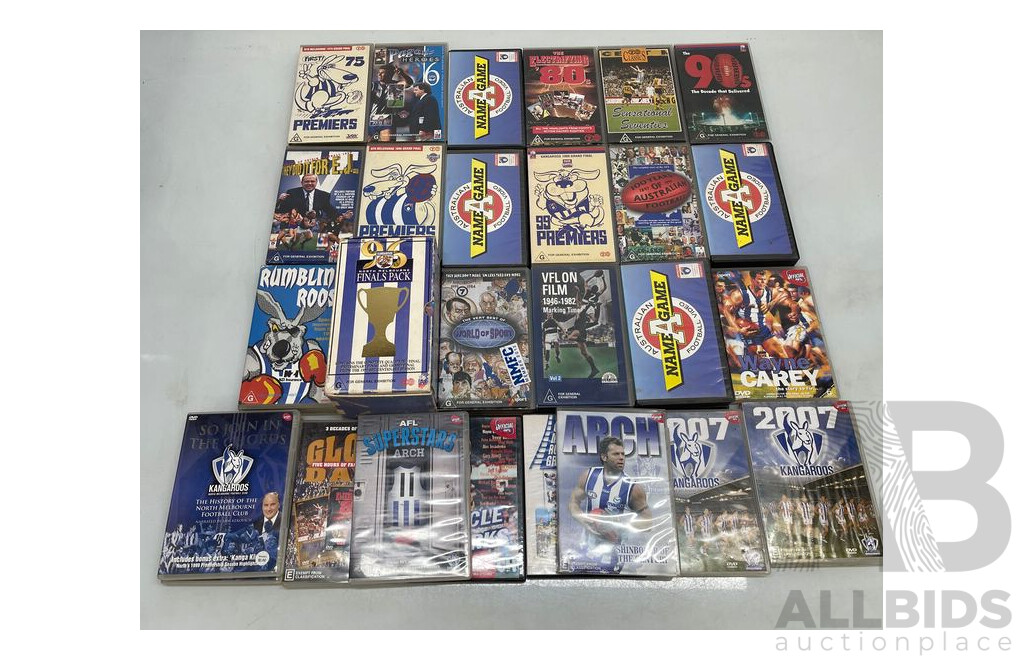 AFL DVDs and VHS Tapes - Lot of 27