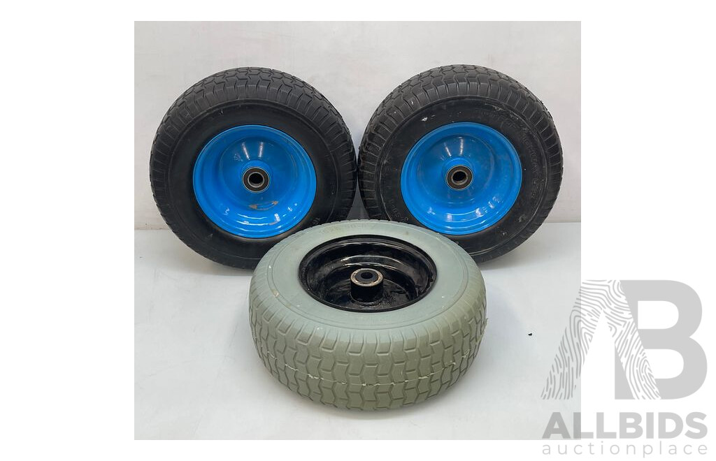 Solid Wheelbarrow Tyre and Wheel - Lot of 3 - Brand New