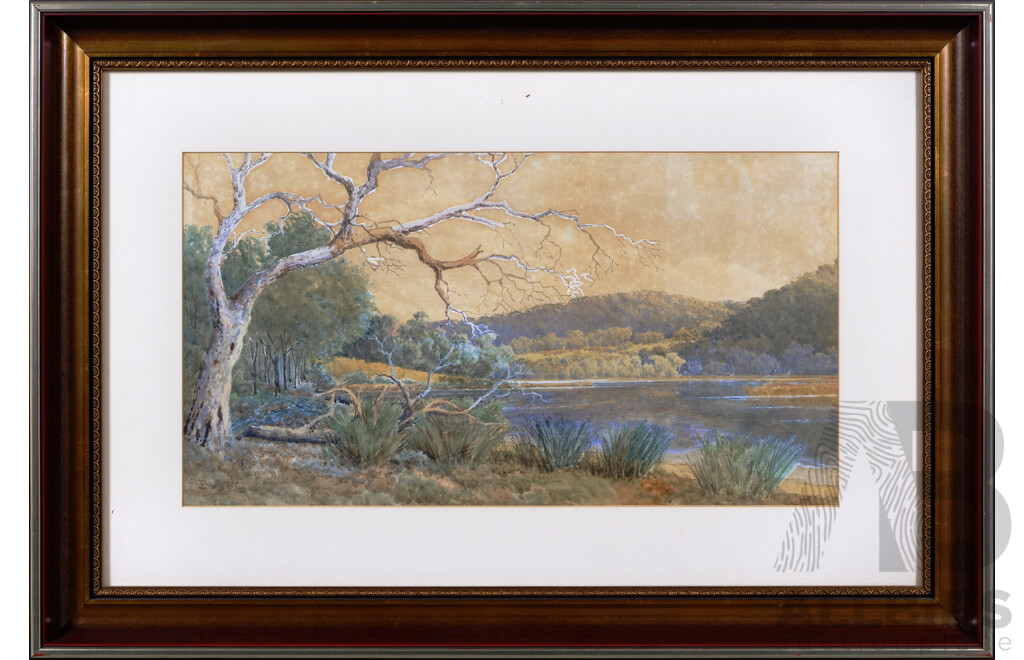 E. Bieghl (20th Century), River Study, Wonderful Vintage Watercolour, 57 x 84 cm (frame)