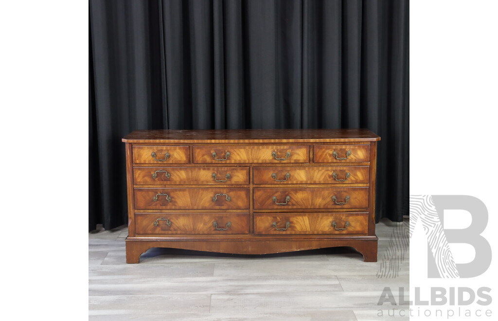 Reproduction Flame Mahogany Nine Drawer Sideboard