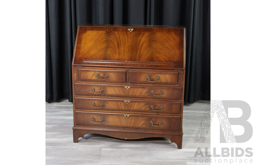 Reproduction Drop Front Veneered Bureau