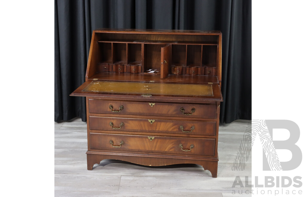 Reproduction Drop Front Veneered Bureau