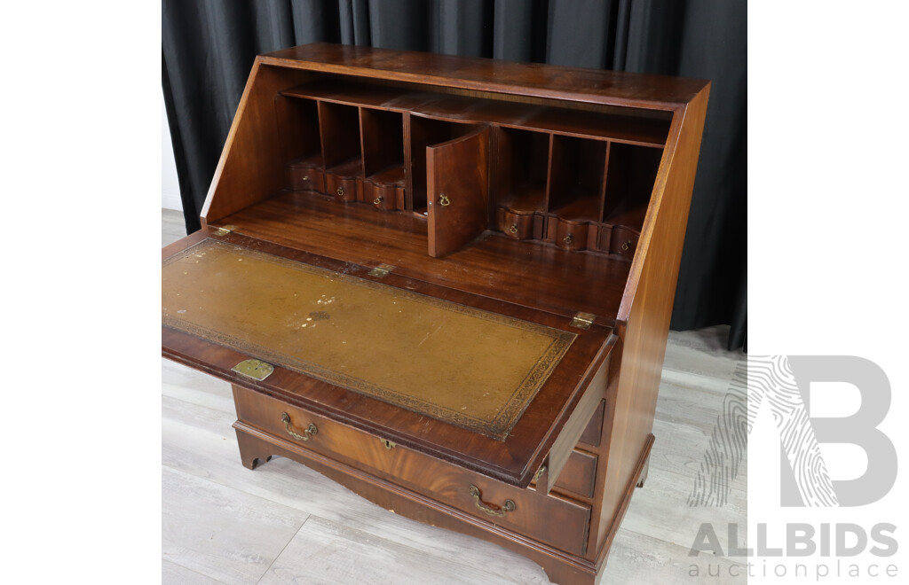 Reproduction Drop Front Veneered Bureau