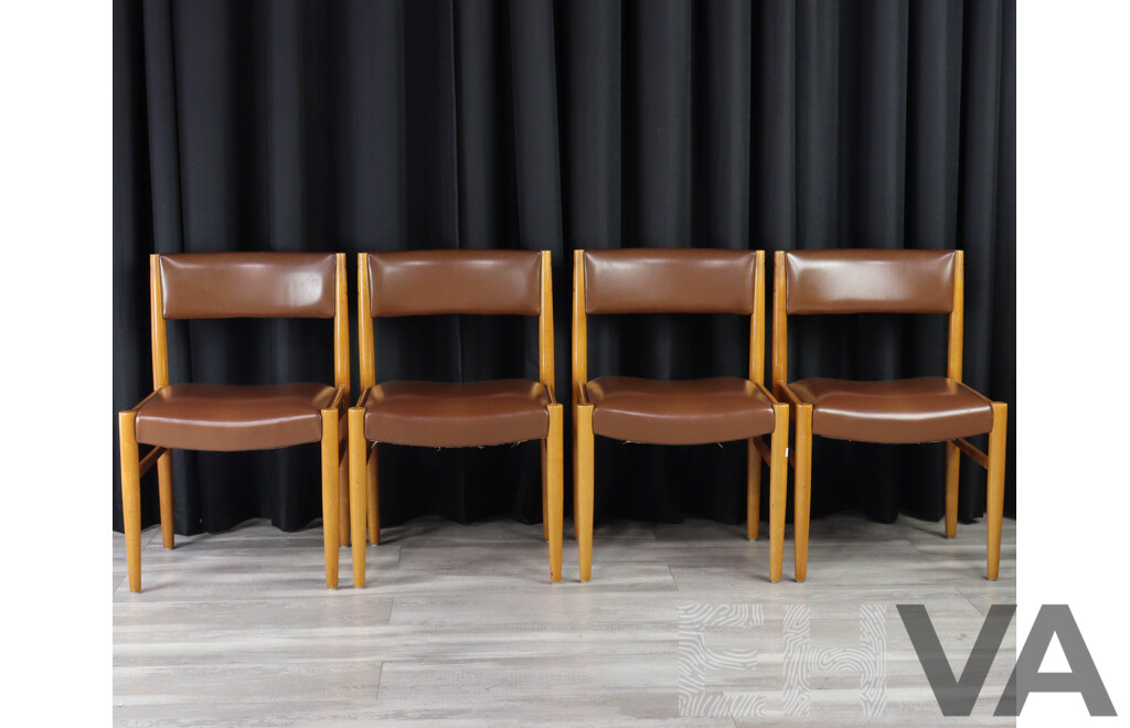 Set of Four Retro Dining Chairs with Vinyl Upholstery