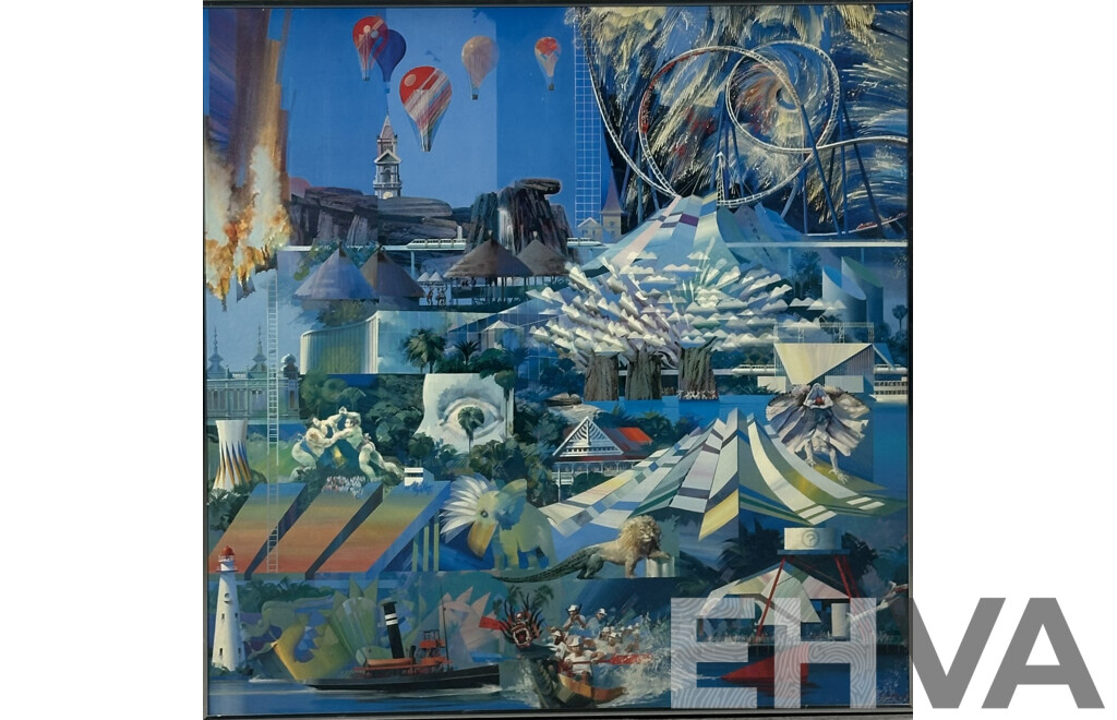 Charles Billich, (20th Century, Croation-Australian, 1934-), Brisbane World Expo, (1988), Quality Print of Original Oil, 62 x 61 cm (frame)