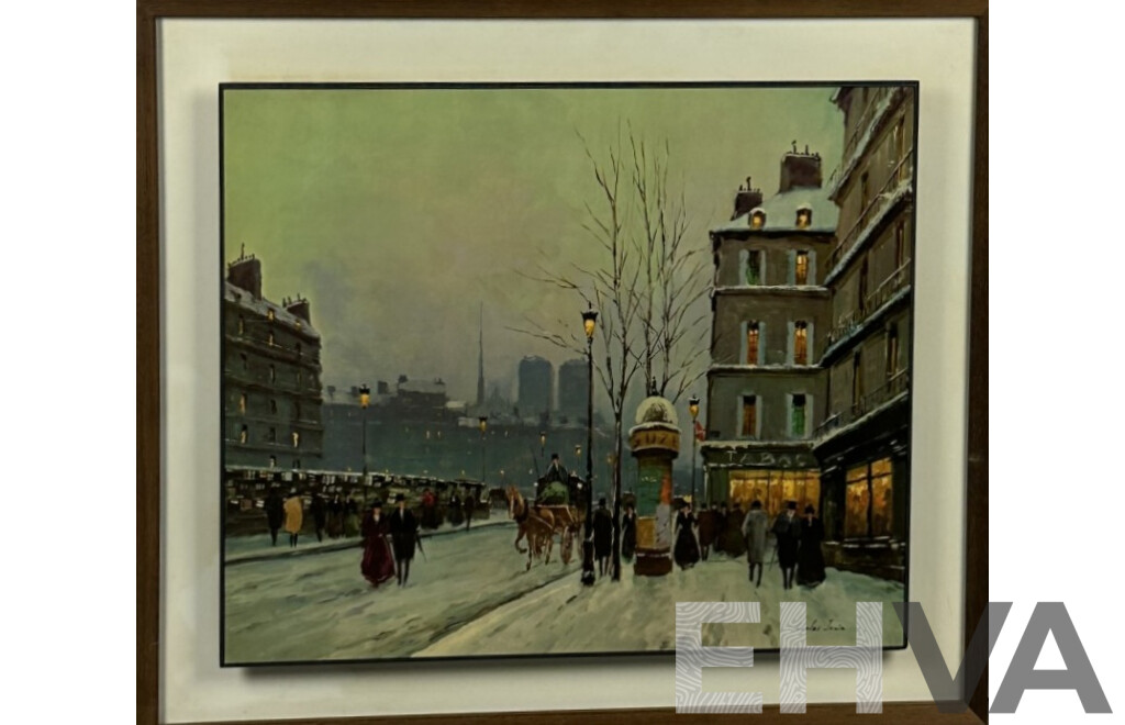Charles Janin, (20th Century, French, 1935-), December in Paris, Vintage Colour Print of Original Mounted on Board, 66 x 76 cm (frame)