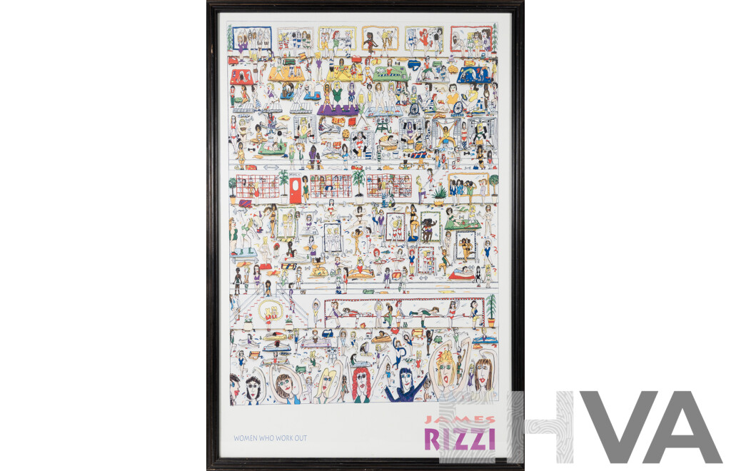 James Rizzi, (20th Century, American, 1950-2011), Women Who Work Out, (1989), Three-dimensional Colour Litho Print, 80 x 54 cm (frame)