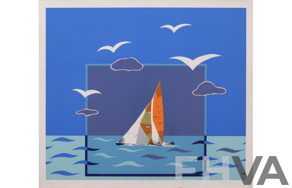 Yoli Salmona, (20th Century, French Born-Australian), America's Cup 1987, Lithograph, Artist's Proof, 64 x 76 cm (image)