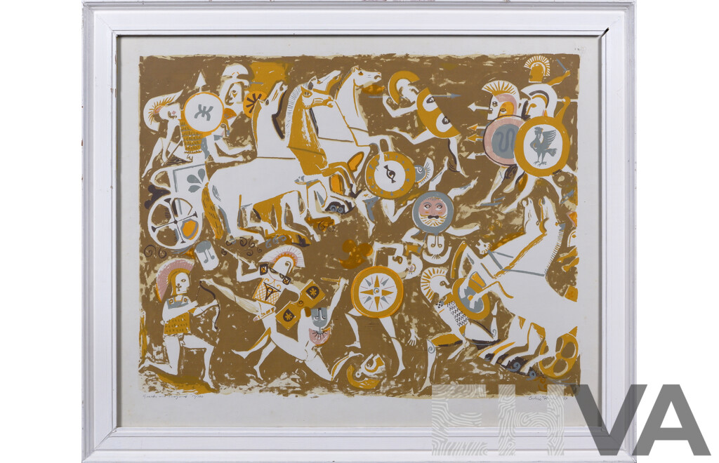 Cedric Flower, (20th Century, Australian, 1920-2000), Greeks and Trojans, (1968), Limited Edition (10 of 100) Silkscreen, 66 x 80 cm (frame)