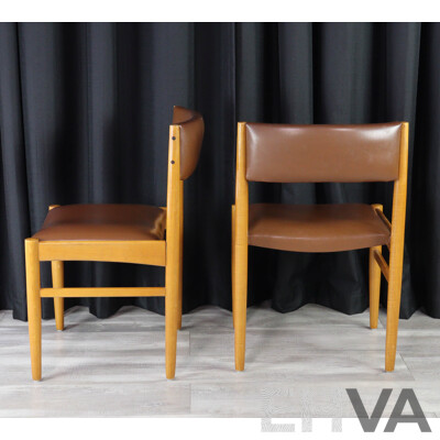 Set of Four Retro Dining Chairs with Vinyl Upholstery