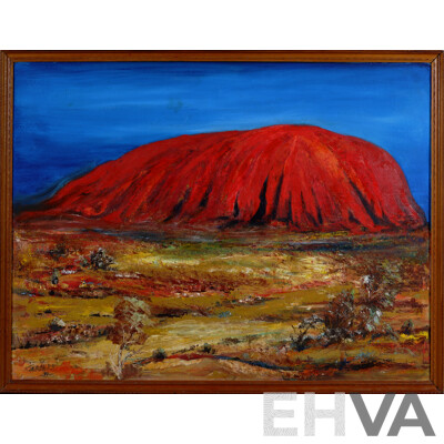 A.Jerauds, (20th Century), Ayers Rock, Acrylic on Masonite, 98 x 129 cm (frame)