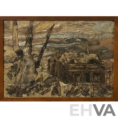 Walter Wrigley, (20th Century, Australian), Bush House I and II, Pair of Vintage Australian Paperbark & Other Natural Materials, 73 x 61 cm (largest frame) (2)