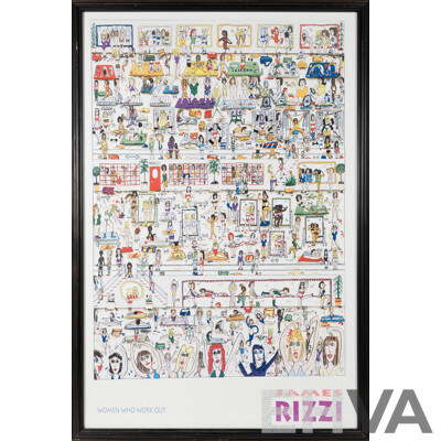 James Rizzi, (20th Century, American, 1950-2011), Women Who Work Out, (1989), Three-dimensional Colour Litho Print, 80 x 54 cm (frame)