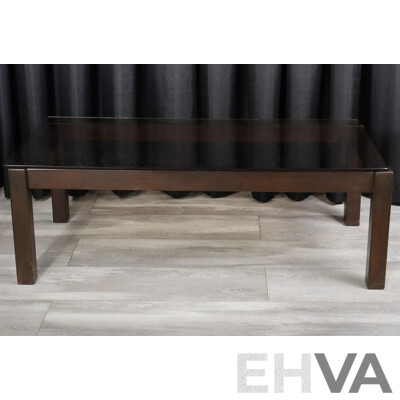 Timber Based Coffee Table with Smokey Glass Top