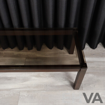 Timber Based Coffee Table with Smokey Glass Top