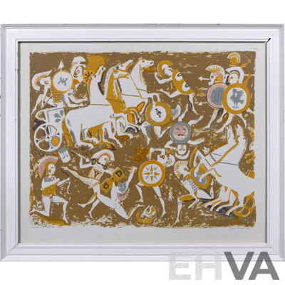 Cedric Flower, (20th Century, Australian, 1920-2000), Greeks and Trojans, (1968), Limited Edition (10 of 100) Silkscreen, 66 x 80 cm (frame)