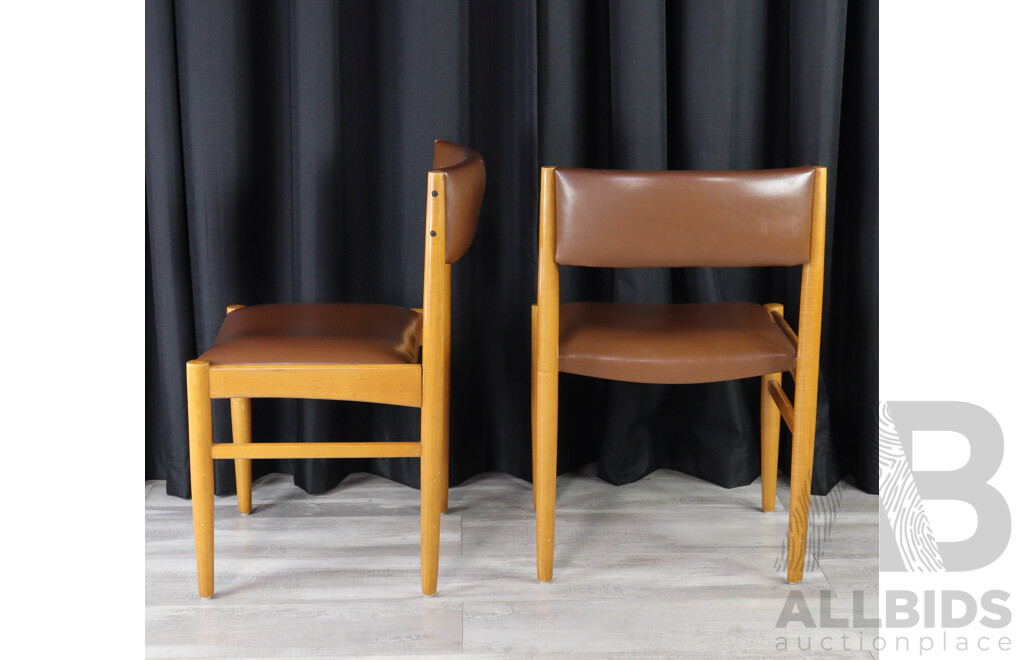 Set of Four Retro Dining Chairs with Vinyl Upholstery