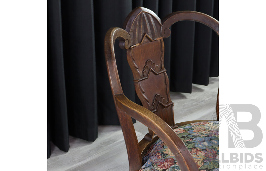 Good Set of Three Late Edwardian Oak Parlour Chairs