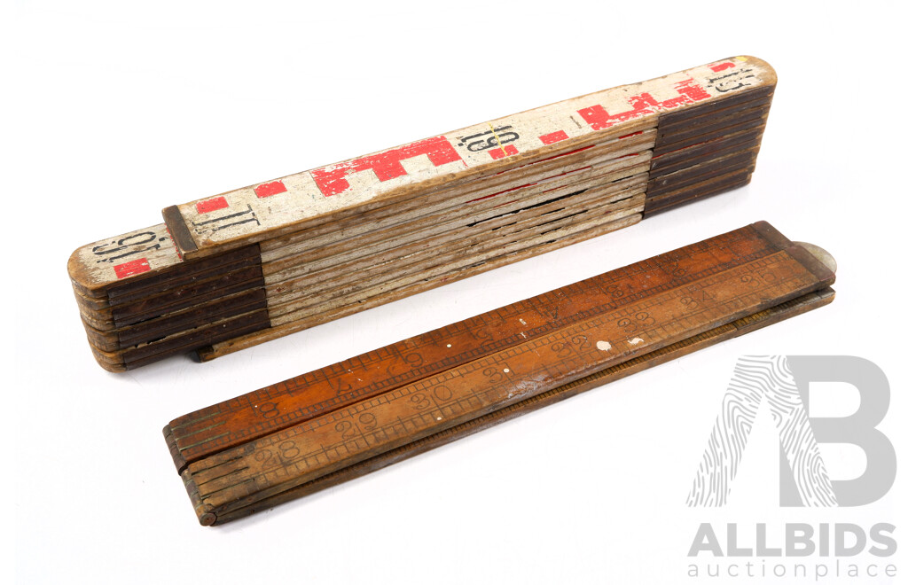 Vintage Folding Theodolite Rule and Smaller Example