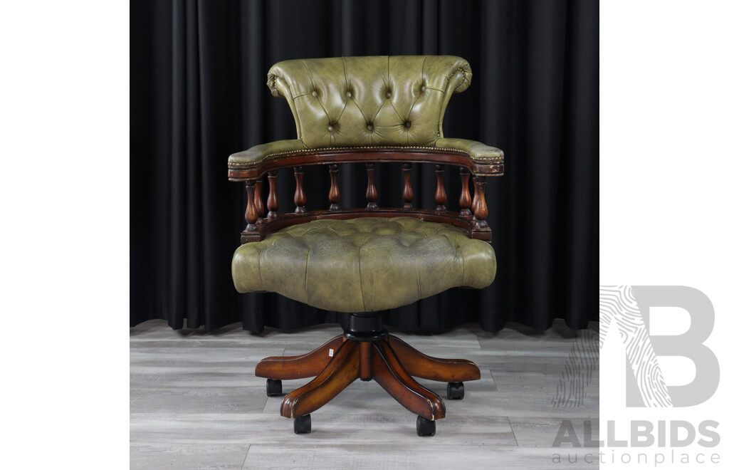 Reproduction Leather Upholstered Captains Chair