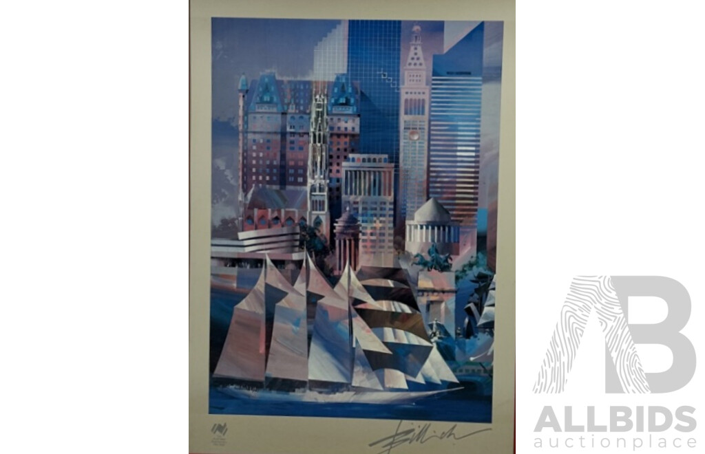 Charles Billich, (20th Century, Croatian-Australian, 1934-), New York City Poster Triptych, Collection of Three Lithograph Posters of Manhattan, 91 x 61 cm (frames) (3)