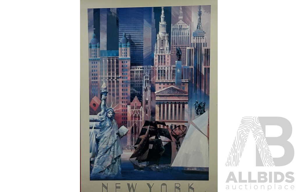 Charles Billich, (20th Century, Croatian-Australian, 1934-), New York City Poster Triptych, Collection of Three Lithograph Posters of Manhattan, 91 x 61 cm (frames) (3)