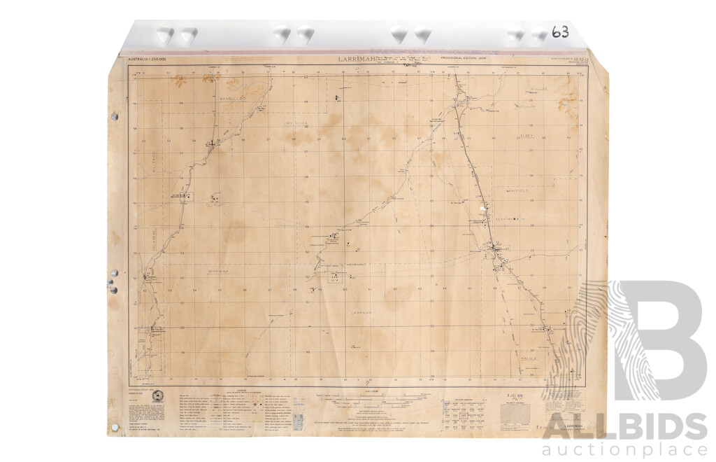 Collection of Four Vintage Maps of the Northern Territory - Larrimah, Katherine, Mount Evelyn & Milingimbi, Paper on Canvas, 57 x 80 cm (largest) (4)