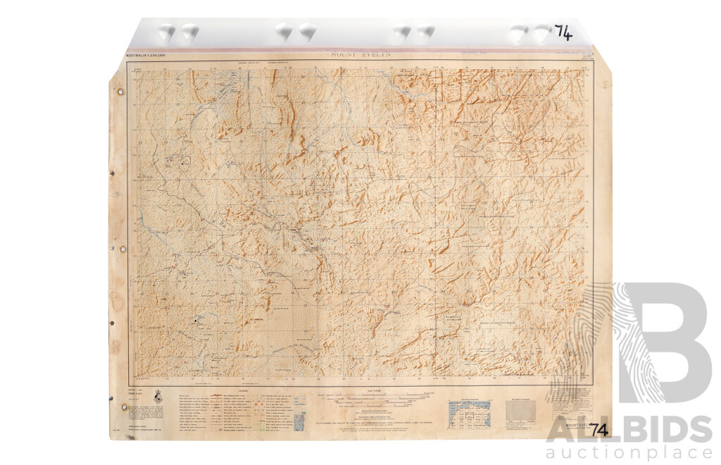 Collection of Four Vintage Maps of the Northern Territory - Larrimah, Katherine, Mount Evelyn & Milingimbi, Paper on Canvas, 57 x 80 cm (largest) (4)