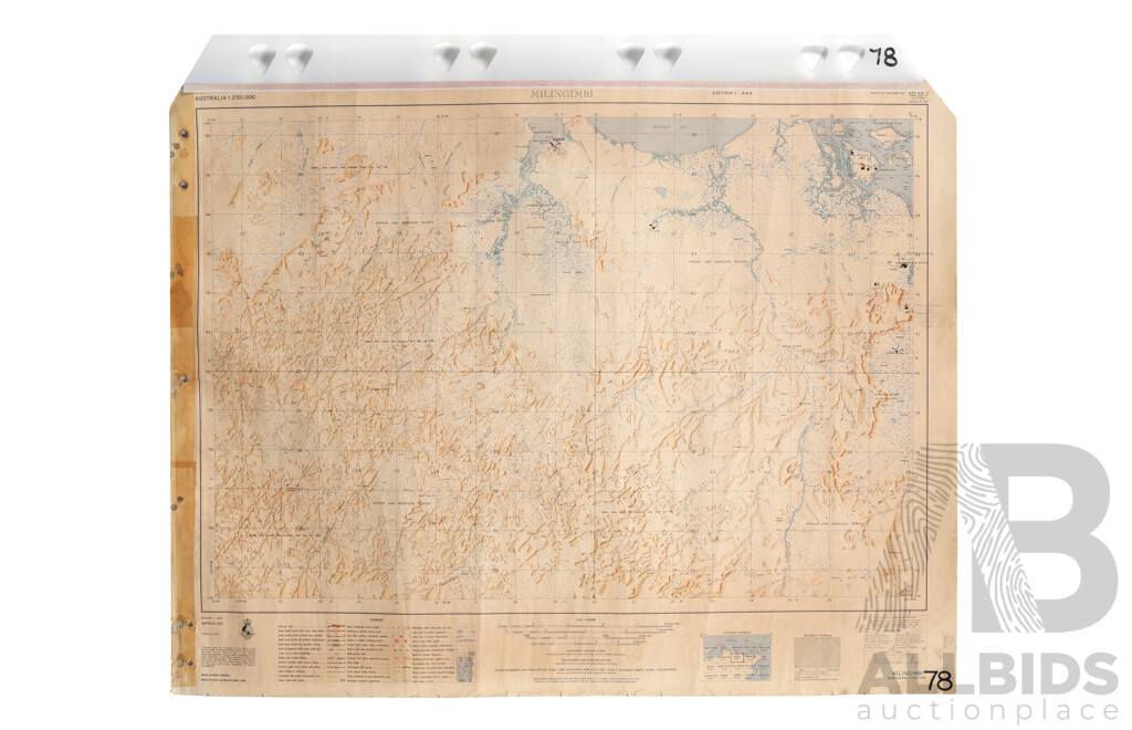 Collection of Four Vintage Maps of the Northern Territory - Larrimah, Katherine, Mount Evelyn & Milingimbi, Paper on Canvas, 57 x 80 cm (largest) (4)