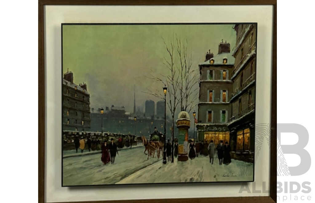 Charles Janin, (20th Century, French, 1935-), December in Paris, Vintage Colour Print of Original Mounted on Board, 66 x 76 cm (frame)