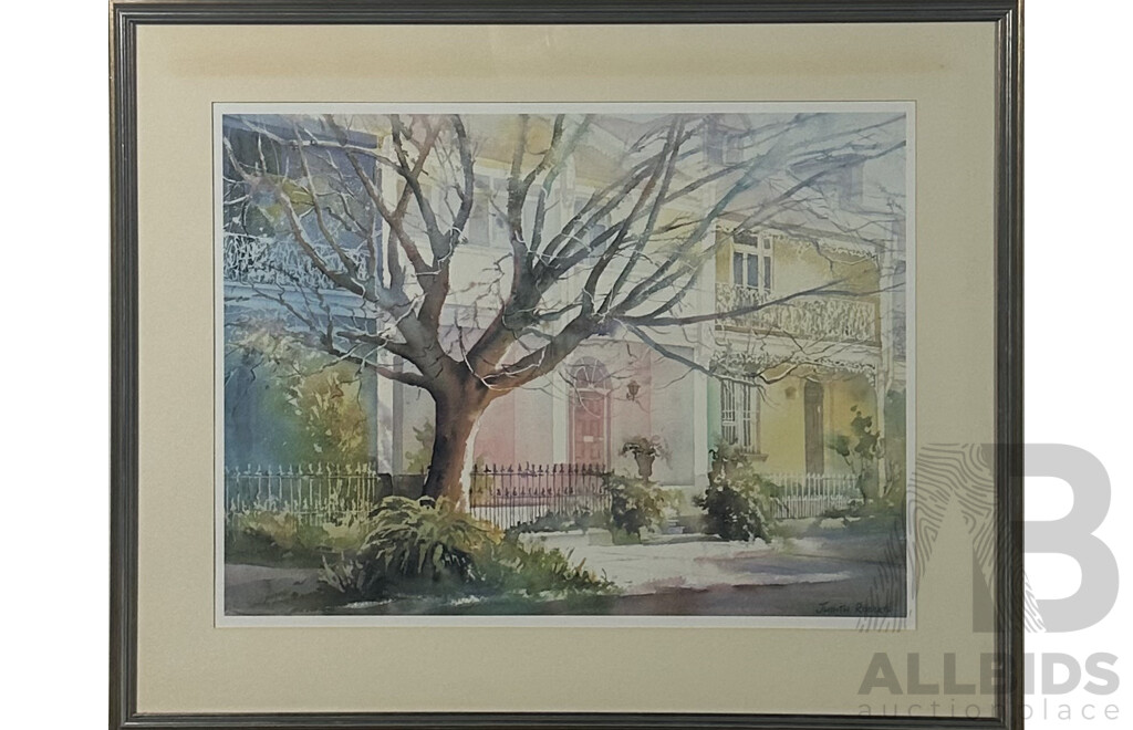 Judith Roberts, (20th Century, Australian, 1932-2022), Victorian Terraces, Sydney, Quality Reproduction Print of Original Watercolour, 80 x 98 cm (frame)