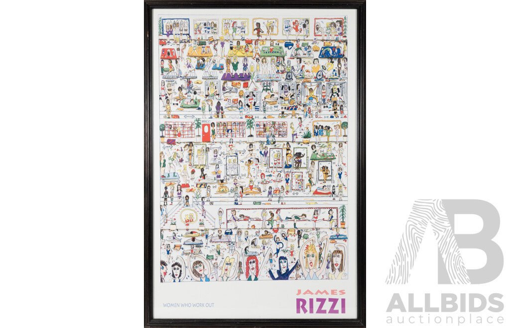 James Rizzi, (20th Century, American, 1950-2011), Women Who Work Out, (1989), Three-dimensional Colour Litho Print, 80 x 54 cm (frame)
