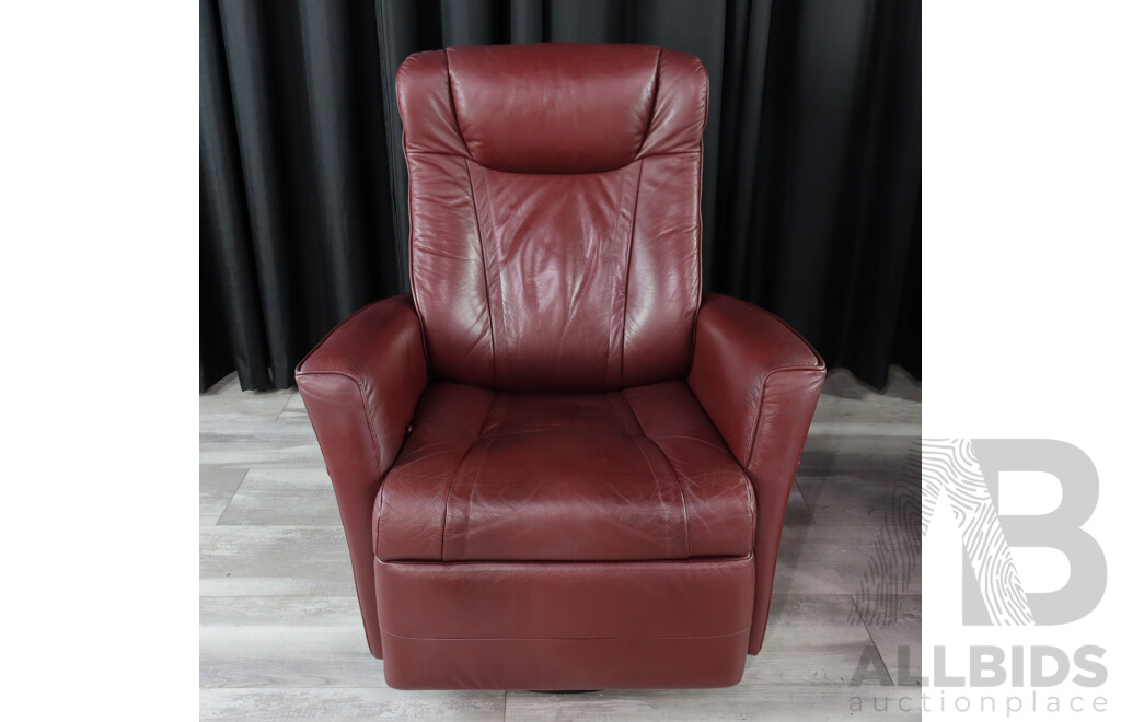 Pair of Maroon Leather Reclining Armchairs by IMG Norway