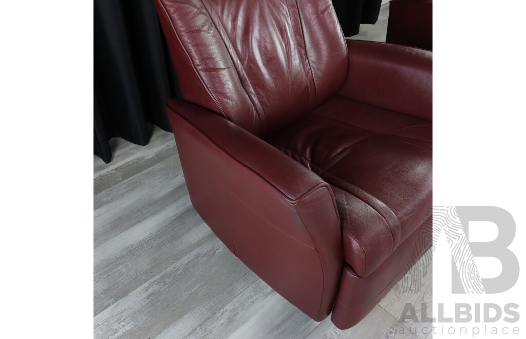 Pair of Maroon Leather Reclining Armchairs by IMG Norway